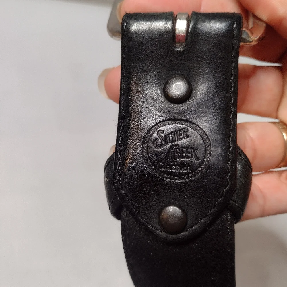 Silver Creek Men's Western Belt Size 46 Black Cowboy Silver Buckle M